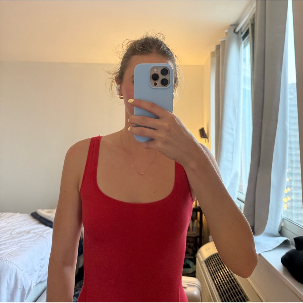 Red Scoop Neck Tank Top